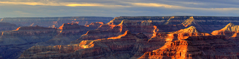 Tours of the Grand Canyon enjoy this stunning view of the canyon at evening.